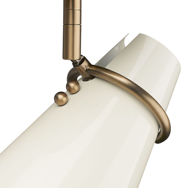 Reeva White and Modern Brass One-Light Semi-Flush Mount, image 4